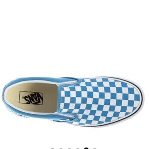 Vans Blue and White Heritage Blue Checkered Slip-On Sneakers. NEW